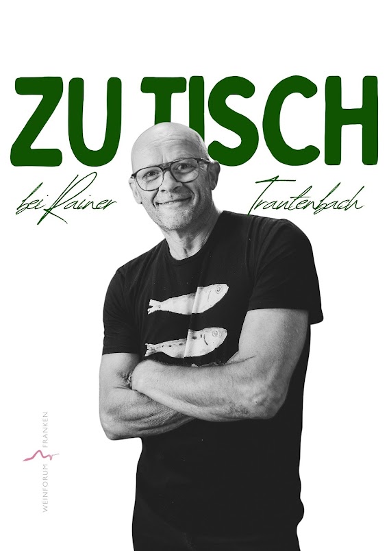 Kochkurs mit Rainer Trautenbach: 'Zu Tisch' Buchcover-Poster mit Portrait des Küchenchefs